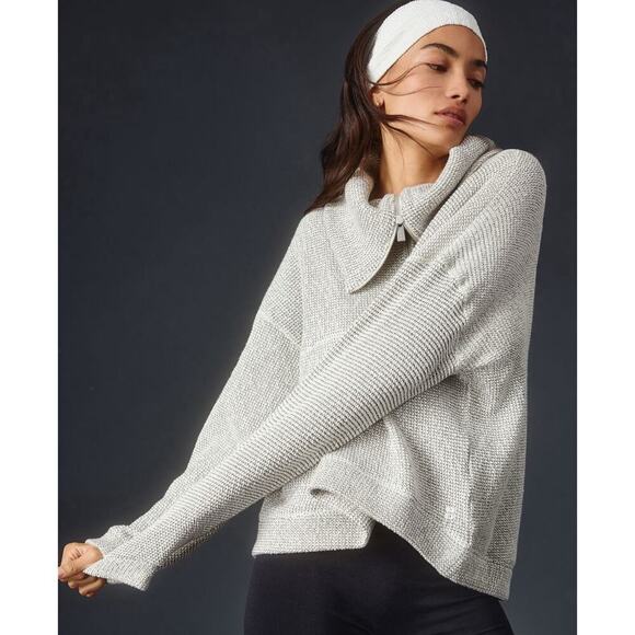 Sweaty Betty Tops - Anthropologie Sweaty Betty Restful Boucle Half Zip Sweatshirt Gray‎ XS EUC